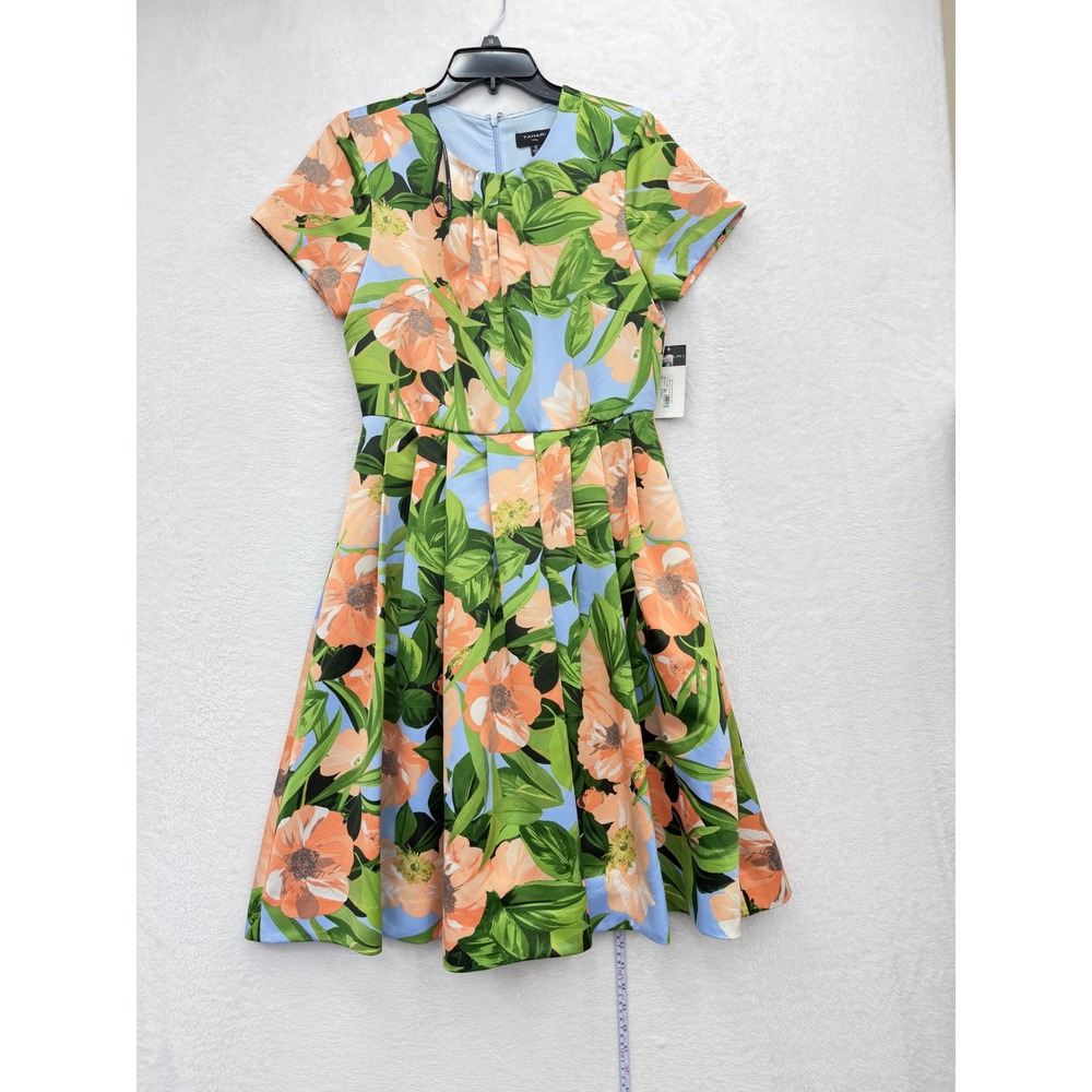 Tahari ASL Floral Fit & Flare Dress Womens 6 NEW Peach Magnolia MSRP $169